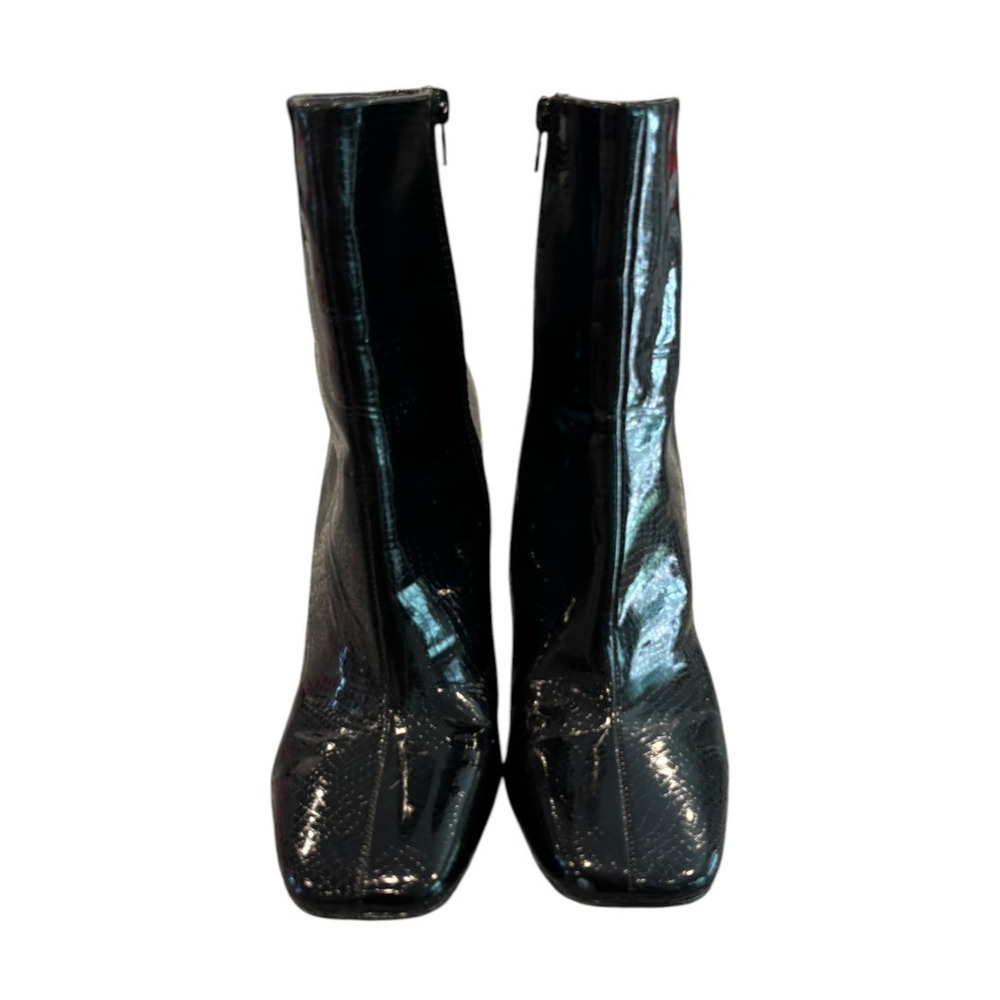 Madden Girl Cileste Black Patent Faux Snakeskin Ankle Boots Women's Size 9 - Picture 2 of 5